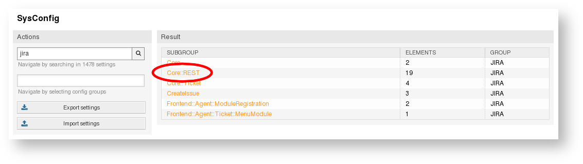 Teamworkx OTRS Integration for Jira > Configure the OTRS Package - < v70.40.8.5 > otrs_sysconfig_overview_2.png