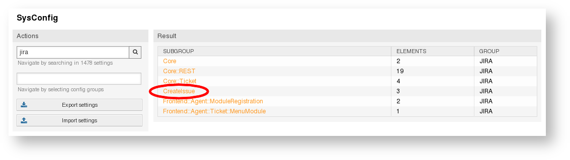 Teamworkx OTRS Integration for Jira > Configure the OTRS Package - < v70.40.8.5 > otrs_sysconfig_overview_3.png