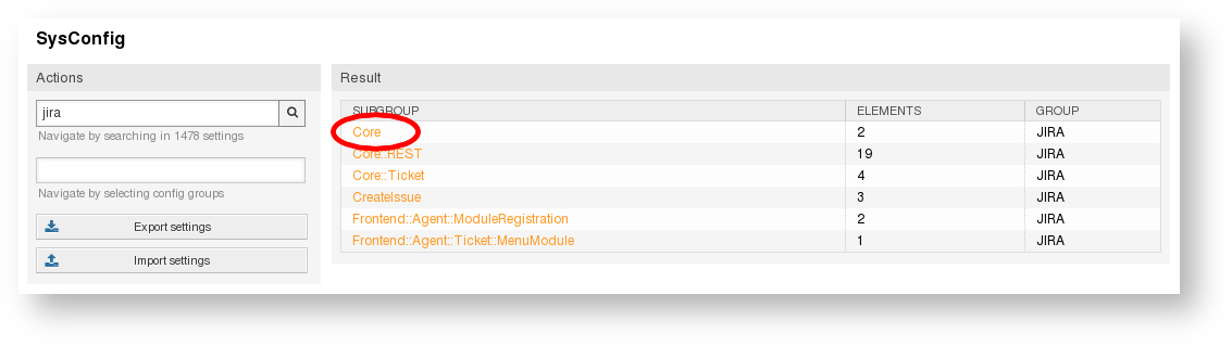 Teamworkx OTRS Integration for Jira > Configure the OTRS Package - < v70.40.8.5 > otrs_sysconfig_overview_4.png